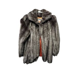 Vintage Faux Fur Jordace Luxurious Gray Fur Coat
